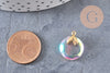 Pendentif rond cristal irisé laiton doré 17mm, x1 (G3516)