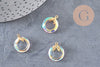 Pendentif rond cristal irisé laiton doré 17mm, x1 (G3516)
