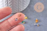 Pendentif rond doré carats cristal multicolore transparent 8mm,création bijoux, X9 (G6222)