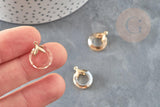 Pendentif rond doré cristal beige irisé 17mm, x1 (G3517)