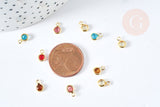 Pendentif rond doré cristal multicolore 7.5mm,pendentif doré création bijoux, les 10 G8419