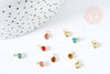 Pendentif rond doré cristal multicolore 7.5mm,pendentif doré création bijoux, les 10 G8419