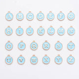 Pendentif rond doré initiale émail bleu, Pendentif femme, métal doré, pendentif initiale,création bijoux,14mm, x1 G3205