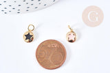 Pendentif rond étoile émail coloré laiton doré 18K 10mm,x1 (G8581)