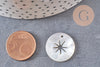 Pendentif rond étoile nacre naturelle beige marron 20mm, x5 (G2179)