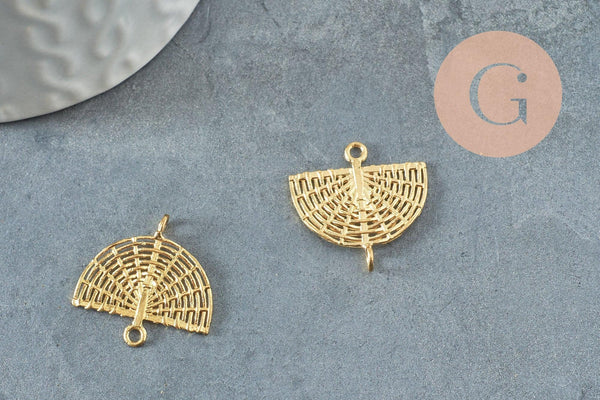 Pendentif rond façon osier laiton brut 20mm, breloque laiton brut,création bijoux,pendentif laiton brut, X2 (G4678)