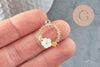 Pendentif rond fleurs zamac doré, un pendentif doré féminin et fleuri 22-23mm, x5 (G3265)