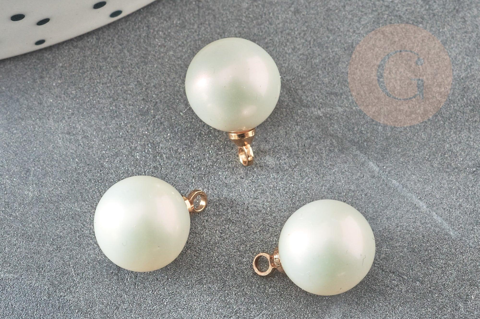 Pendentif rond imitation perle laiton doré 18K 13.5mm,pendentif platique perle eau douce bijou, x1 G9366