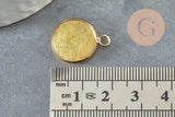 Pendentif rond jade naturel jaune 20.5mm, x1 (G2172)