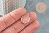 Pendentif rond jade rose naturel laiton doré 20.5mm, x1 (G4288)