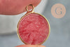 Pendentif rond jade rouge bordeau,jade naturel,pendentif rond,20.5mm, x1 G4289
