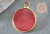 Pendentif rond jade rouge bordeau,jade naturel,pendentif rond,20.5mm, x1 G4289