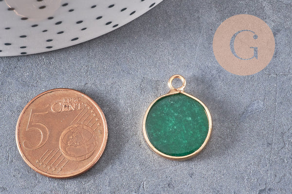 Pendentif rond jade vert, naturel,pendentif rond,20.5mm, x1 G2171