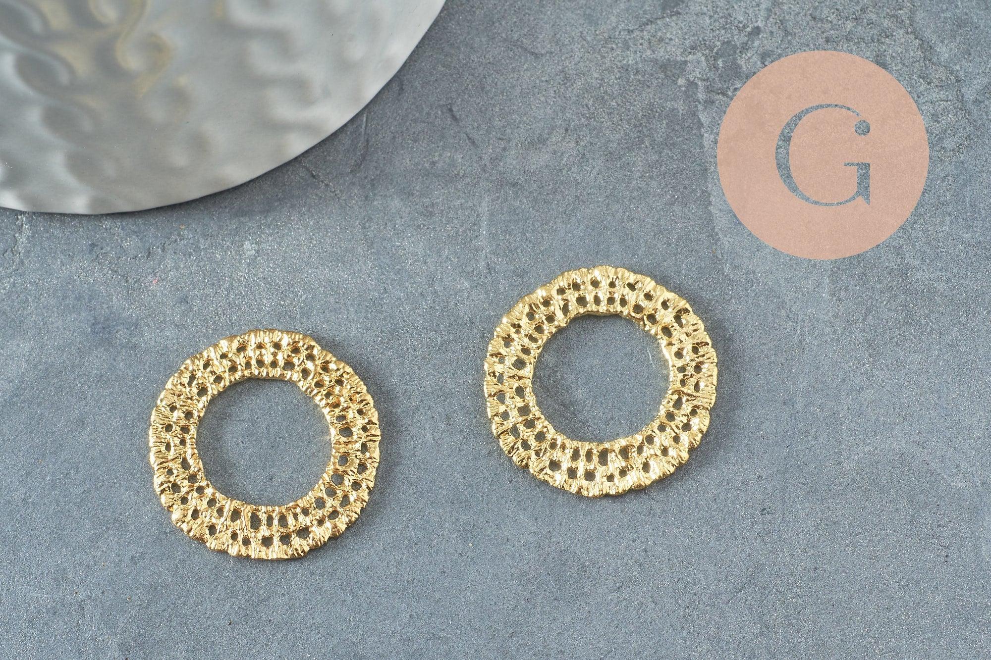 Pendentif rond laiton brut, breloque laiton brut, bijou laiton, création bijoux,pendentif laiton brut,22mm, X2 (G2188)