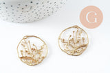 Pendentif rond laiton brut, breloque laiton brut, bijou laiton,pendentif laiton brut,32mm, x2 (G1907)