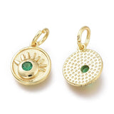 Pendentif rond laiton doré 18K émail oeil protecteur 10.7mm,x1 (G5648)