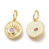 Pendentif rond laiton doré 18K émail oeil protecteur 10.7mm,x1 (G5648)
