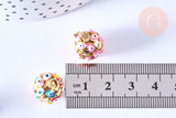 Pendentif rond laiton doré émaillé motif mauvais œil 15mm, créations de bijoux dorés, x1 G6887