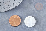 Pendentif rond nacre blanche 20mm, pendentif coquillage blanc naturel, x5 (G8532)