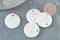 Pendentif rond nacre blanche naturelle 25mm, pendentif coquillage blanc naturel, x10 (G2175)