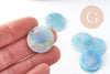 Pendentif rond nacre naturelle bleu irisé 25mm, x10 (G3969)