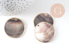 Pendentif rond nacre noire doré, pendentif coquillage, coquillage noir, coquillage naturel,création bijoux,35mm, x2 (G2182)