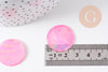 Pendentif rond nacre rose irisé 25mm, pendentif coquillage naturel rose , x10 (G3976)