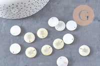 Pendentif rond nacre tortue, pendentif tortue,coquillage blanc naturel,16mm,1 trou x10 (G1068)