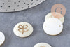 Pendentif rond nacre trèfle quatre feuilles 16mm, pendentif trèfle,coquillage blanc, coquillage naturel, x5 (G0915)
