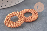 Colgante redondo de mimbre trenzado natural, cuenta de madera, cuenta de mimbre, creación de joyas, cuentas geométricas, 28-34mm, x2 G2951