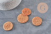 Pendentif rond osier tressé naturel 30-40mm, x2 (G2575)