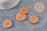 Pendentif rond osier tressé naturel 30-40mm, x2 (G2575)