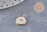 Pendentif rond petit coeur acier 304 inoxydable doré ip 8mm, x1 (G11016)