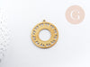 Pendentif rond soleil acier 201 inoxydable doré 33mm, création bijoux résistants x1 G6150