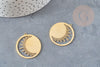 Pendentif rond soleil acier inoxydable doré 32mm, x1 (G6161)