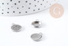 Pendentif rond support cabochon acier 304 inoxydable platine 15mm, x10 (G8940)