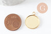 Pendentif rond support cabochon acier inoxydable IP doré 16mm, x1 (G9539)