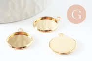 50 Plateaux Pendentifs Ronds En Acier Inoxydable - Argent Et Or - Pour Bijoux DIY, Résine, Strass - 13