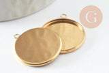 Pendentif rond support cabochon acier 304 inoxydable doré IP 20mm, x1 (G4097)
