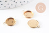 Pendentif rond support cabochon acier inoxydable doré IP 12mm, x2 (G10195)