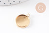Pendentif rond support cabochon acier inoxydable doré IP 12mm, x2 (G10195)