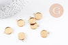 Pendentif rond support cabochon acier inoxydable doré IP 12mm, x2 (G10195)