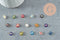 Pendentif rond verre oeil protecteur multicolore support zamac doré 12mm, x10 (G9714)