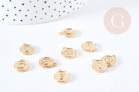 Pendentif rond zamac doré initiale pour émail 14mm, x1 (G8589)