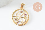 Pendentif rondzodiaque émail laiton doré 22.5mm, x1 (G5334)