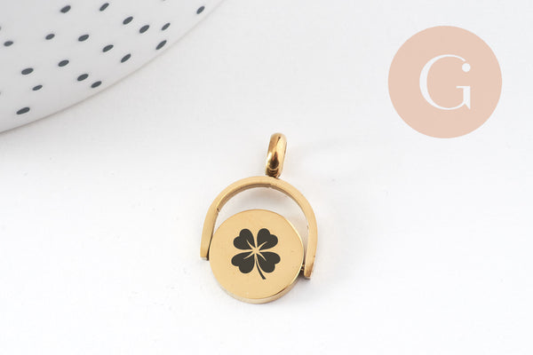 Pendentif rotatif médaille personnalisable 21.5mm, x1 (G10897)