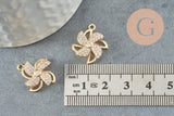 Pendentif rotatif moulin à vent doré cristal zircon 20mm, x1 (G3596)