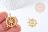 Pendentif roue bateau laiton brut 25mm, x1 (G8203)