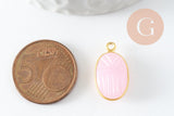 Pendentif scarabée calcedoine rose naturelle argent 925 doré 18K 20mm, x1 (G9440)
