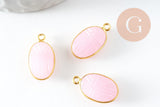 Pendentif scarabée calcedoine rose naturelle argent 925 doré 18K 20mm, x1 (G9440)